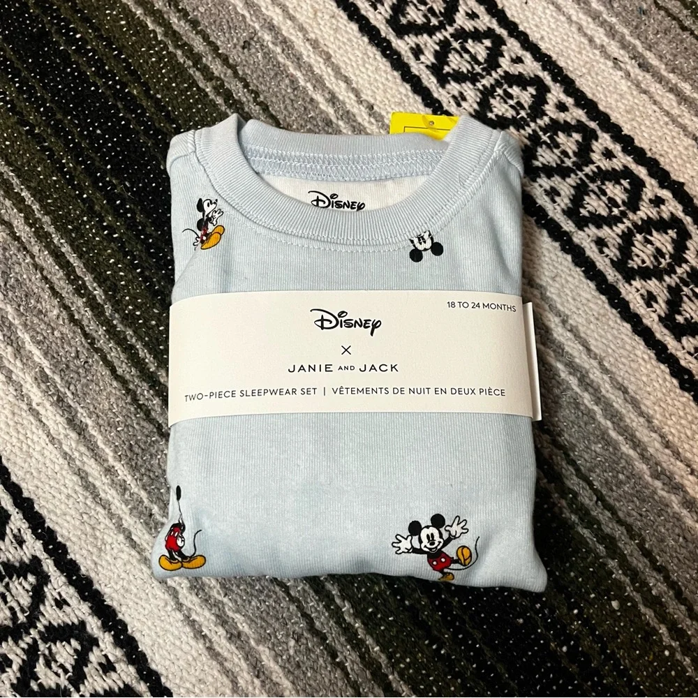 New Janie and Jack Disney Mickey Mouse Blue Cotton Pajama Set 18-24 Months